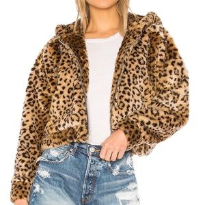 Re/Done Originals The Teddy Bear Jacket in Multi Leopard Print NWT Free Ship!
